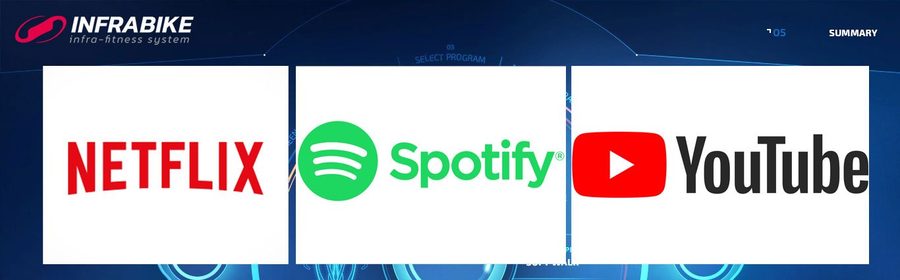 INFRABIKE® entertainment — Netflix Spotify YouTube